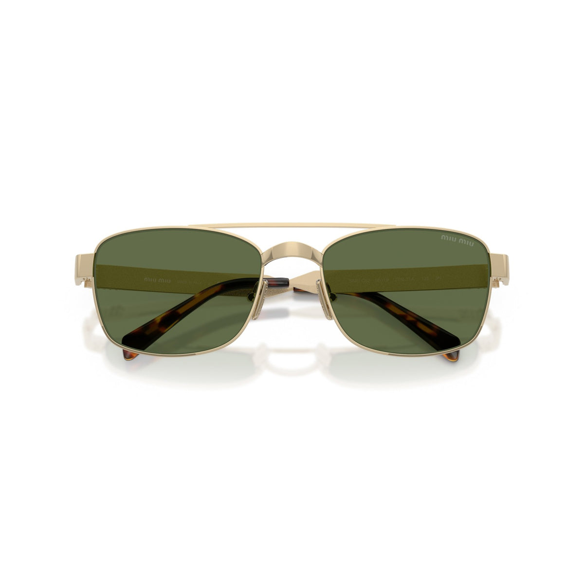 Miu Miu Women / Unisex Double-Bridge Gold / Green Sunglasses