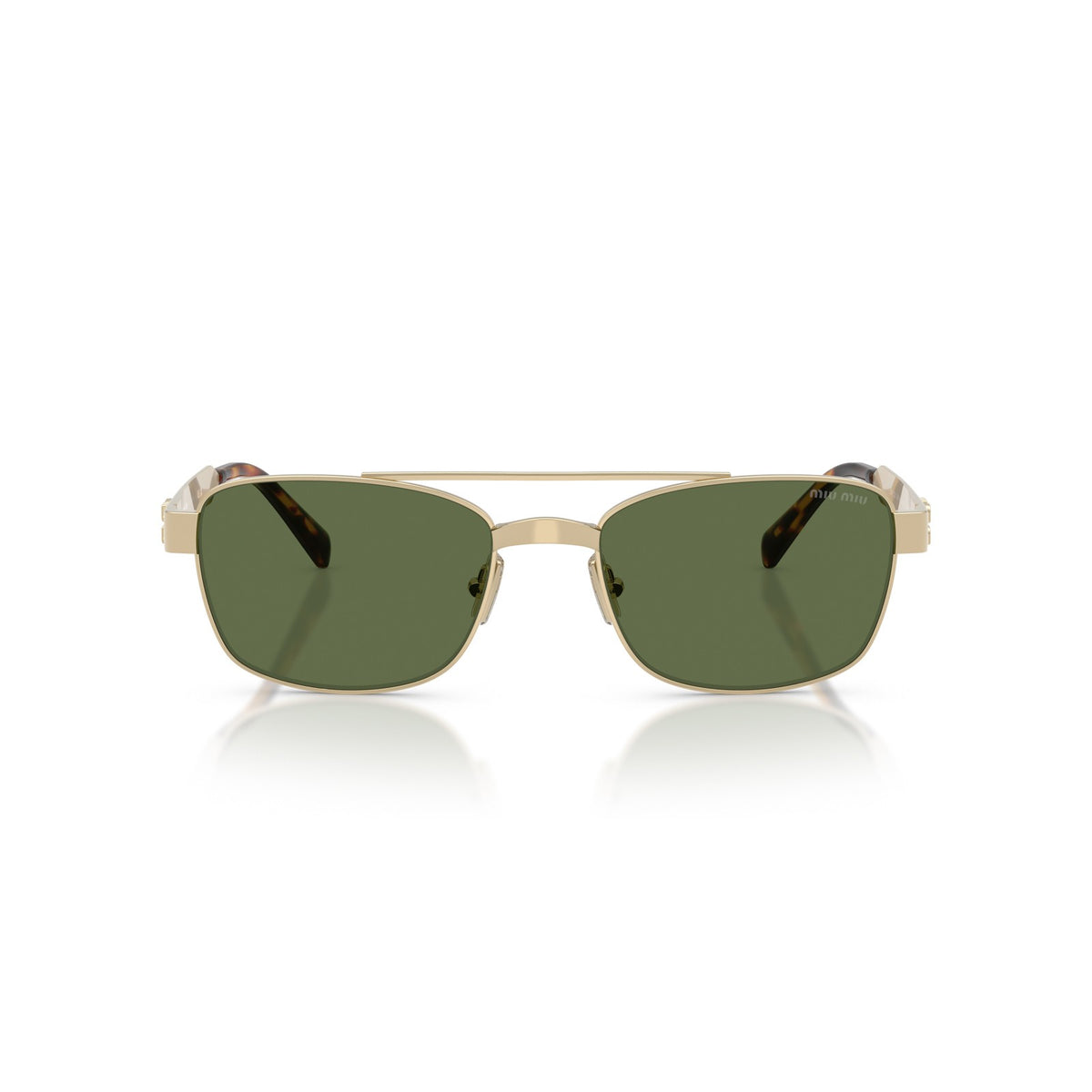 Miu Miu Women / Unisex Double-Bridge Gold / Green Sunglasses 