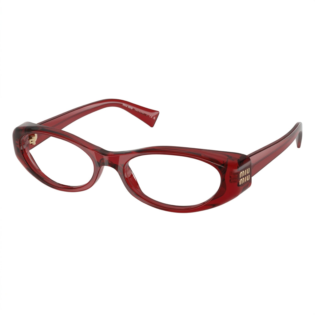 Miu Miu Women MU 03ZV Narrow Oval Optical Red / Transparent Glasses