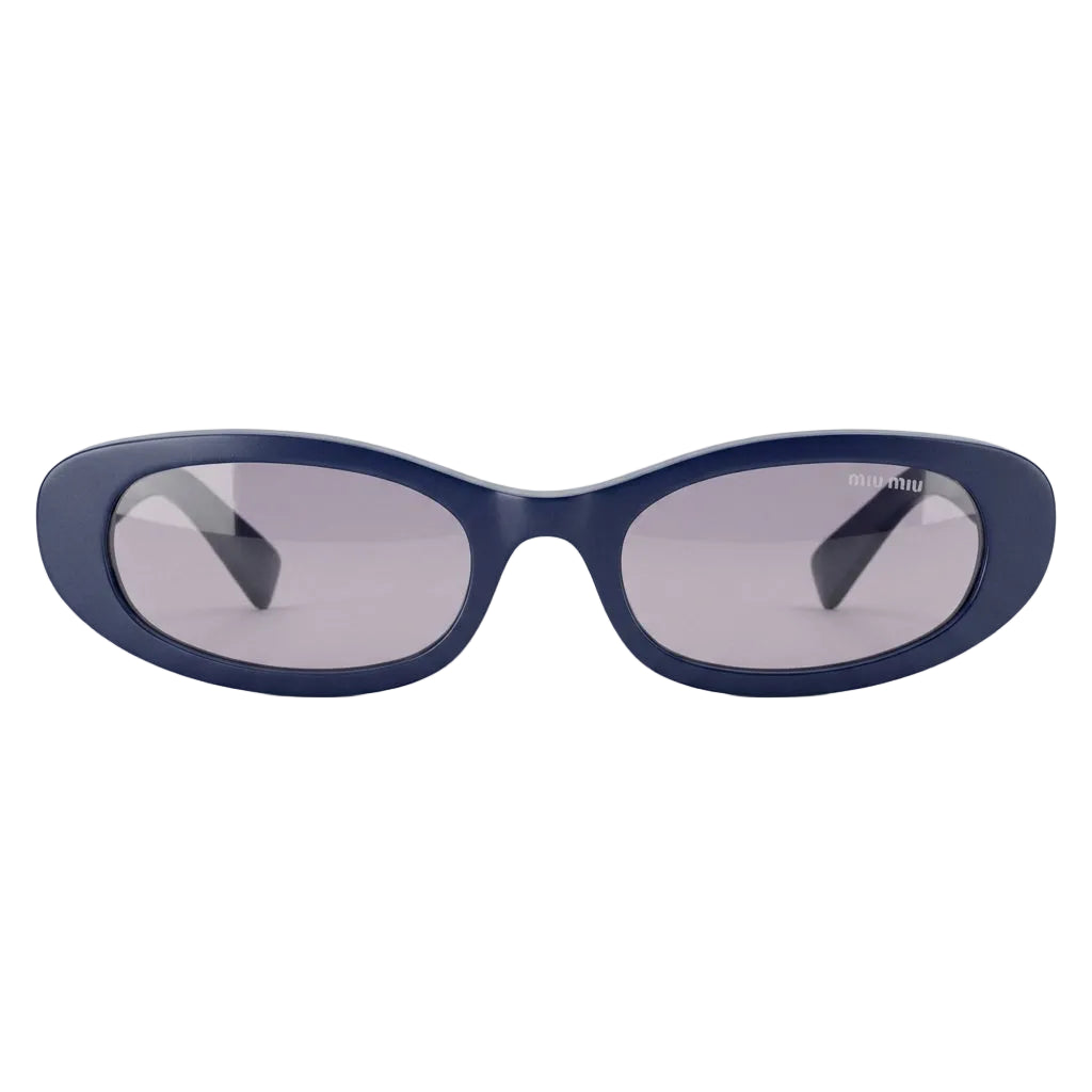 Miu Miu Women MU C02S Oval Glossy Navy Blue / Soft Grey Sunglasses