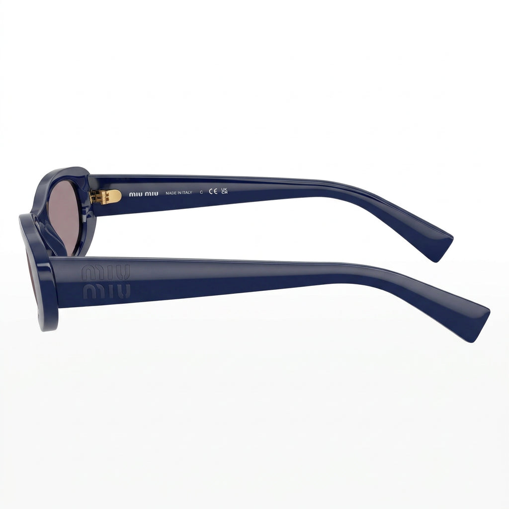 Miu Miu Women MU C02S Oval Glossy Navy Blue / Soft Grey Sunglasses