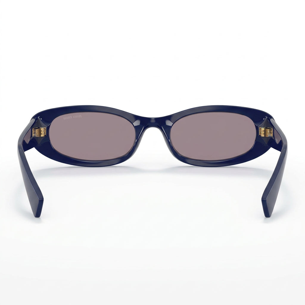 Miu Miu Women MU C02S Oval Glossy Navy Blue / Soft Grey Sunglasses