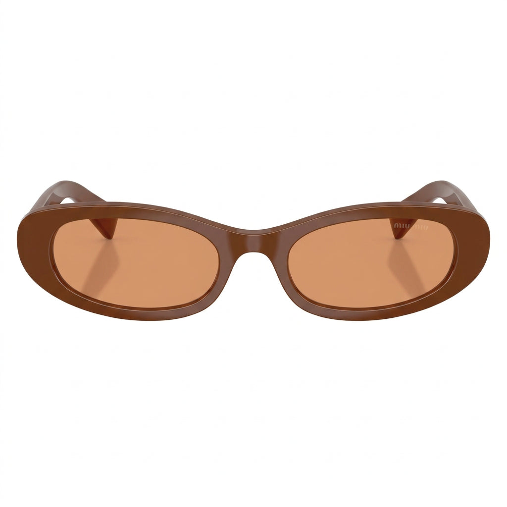 Miu Miu Women MU C02S Oval Cocoa Brown Sunglasses 