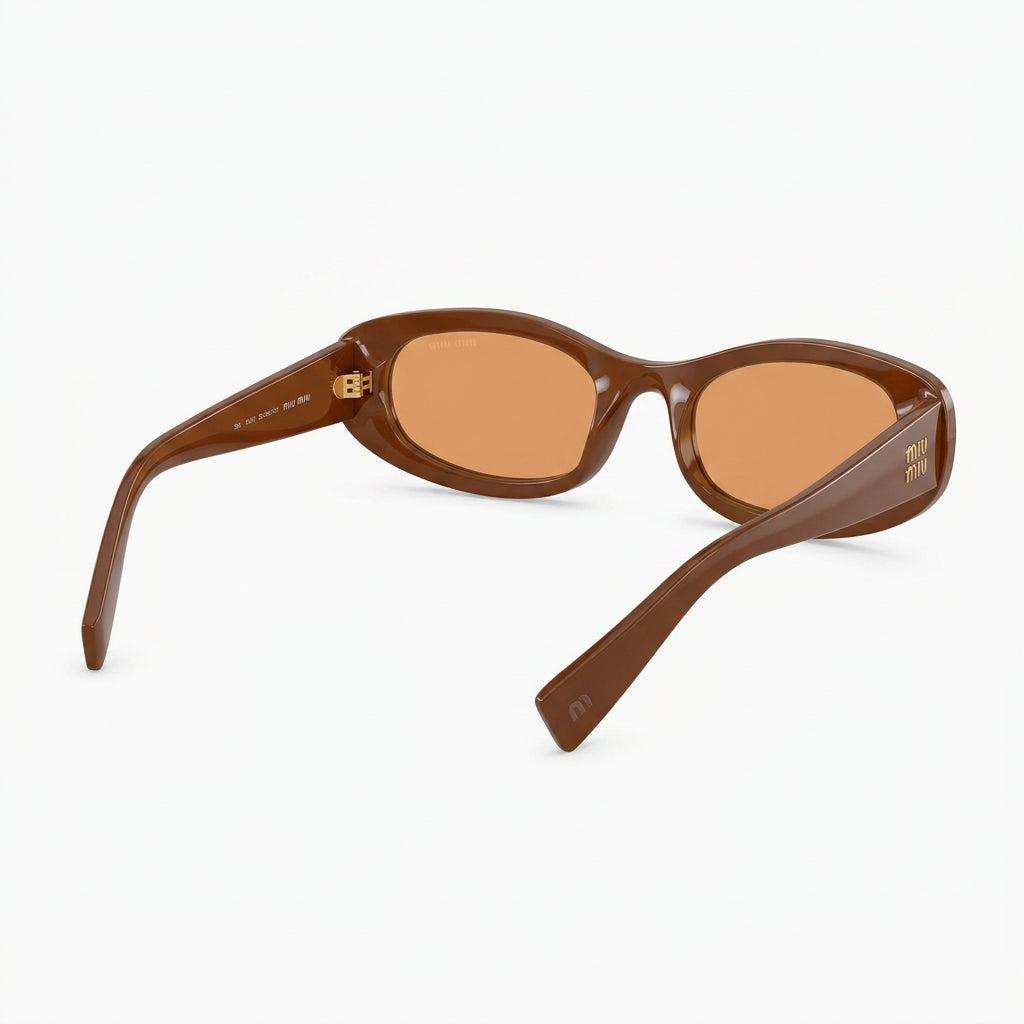 Miu Miu Women MU C02S Oval Cocoa Brown Sunglasses