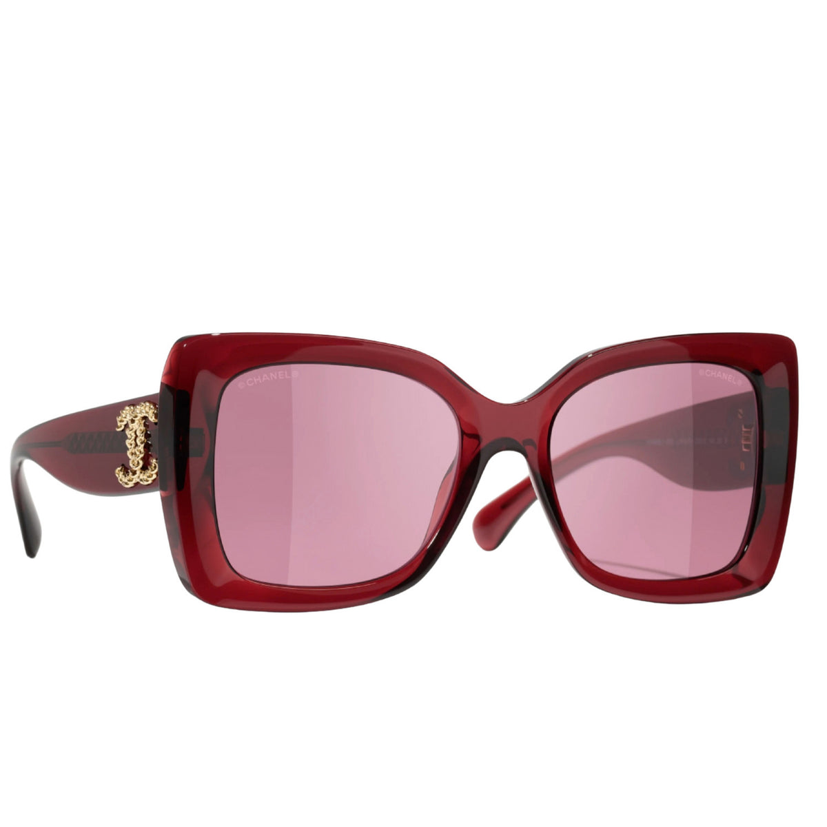 Chanel Women Square Burgundy & Pink Sunglasses