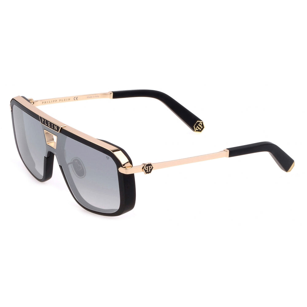 Philipp Plein Unisex Legacy Hexagon Matte Black / Rose Gold Sunglasses