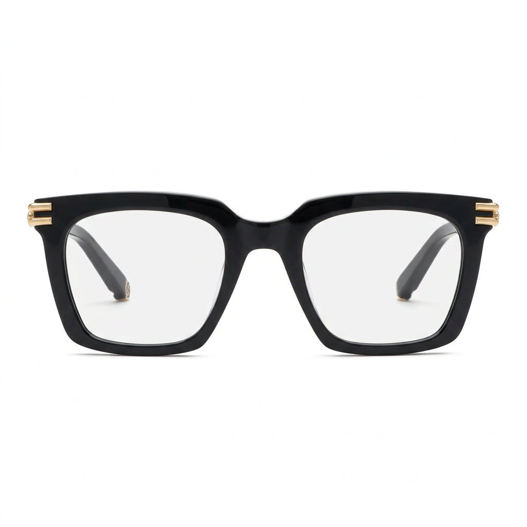 Philipp Plein Men VPP115M 0700 Shiny Black & Gold Eyeglasses