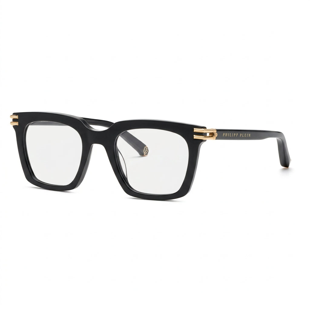 Philipp Plein Men VPP115M 0700 Shiny Black & Gold Eyeglasses