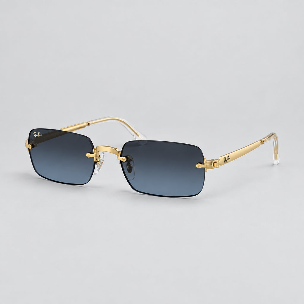 Ray-Ban Unisex Rimless Rectangle Gradient Blue Sunglasses