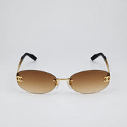 Chanel Women Rimless Brown Gradient Sunglasses