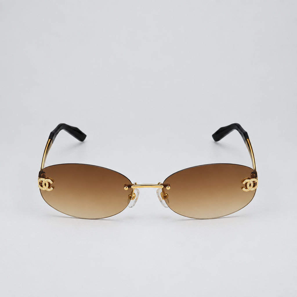 Chanel Women Rimless Brown Gradient Sunglasses