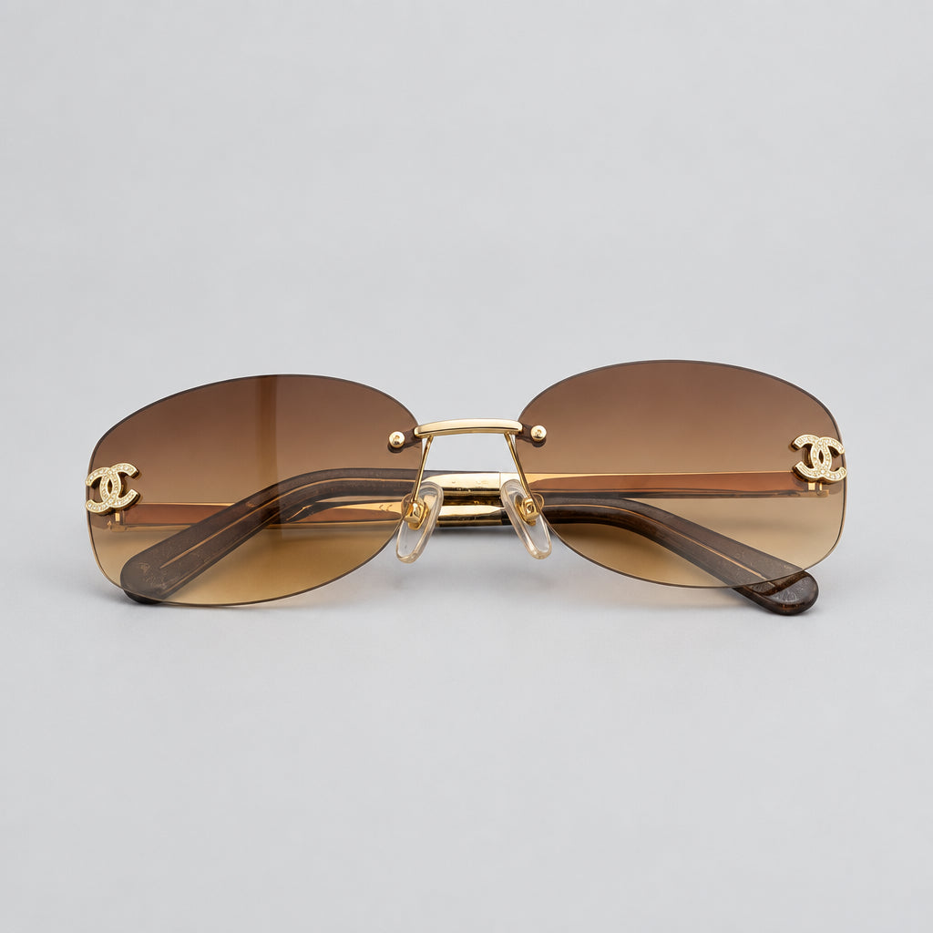 Chanel Women Rimless Brown Gradient Sunglasses