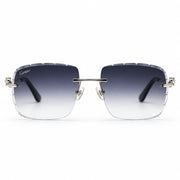 Cartier Panthère de Unisex Rimless Rectangular Grey Gradient Split Diamond Cut Sunglasses
