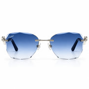 Cartier Panthère de Unisex Rimless Rectangular Blue Gradient Split Diamond Cut Sunglasses