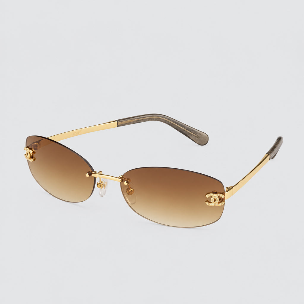 Chanel Women Rimless Brown Gradient Sunglasses