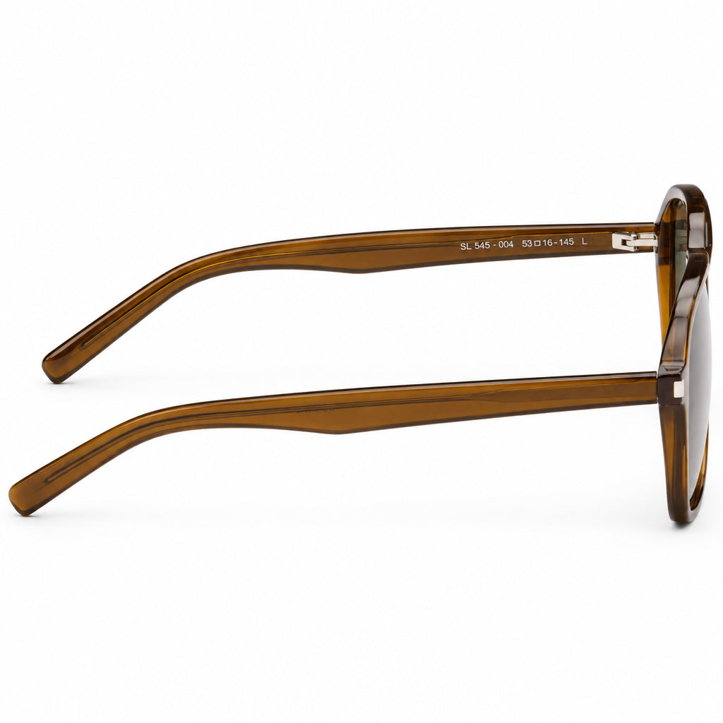 Saint Laurent Women SL 545 Transparent Cognac Brown and Green Sunglasses