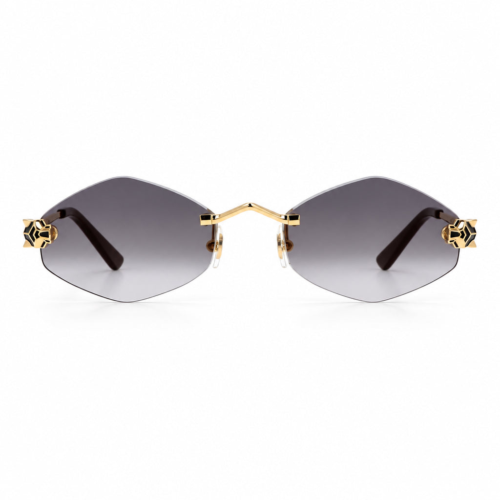 Cartier Panthère de Unisex Rimless Hexagonal Grey Sunglasses