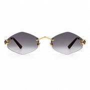 Cartier Panthère de Unisex Rimless Hexagonal Grey Sunglasses
