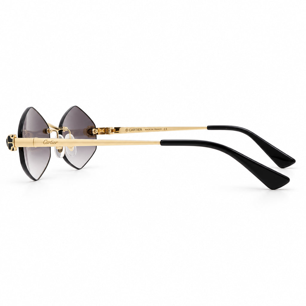 Cartier Panthère de Unisex Rimless Hexagonal Grey Sunglasses