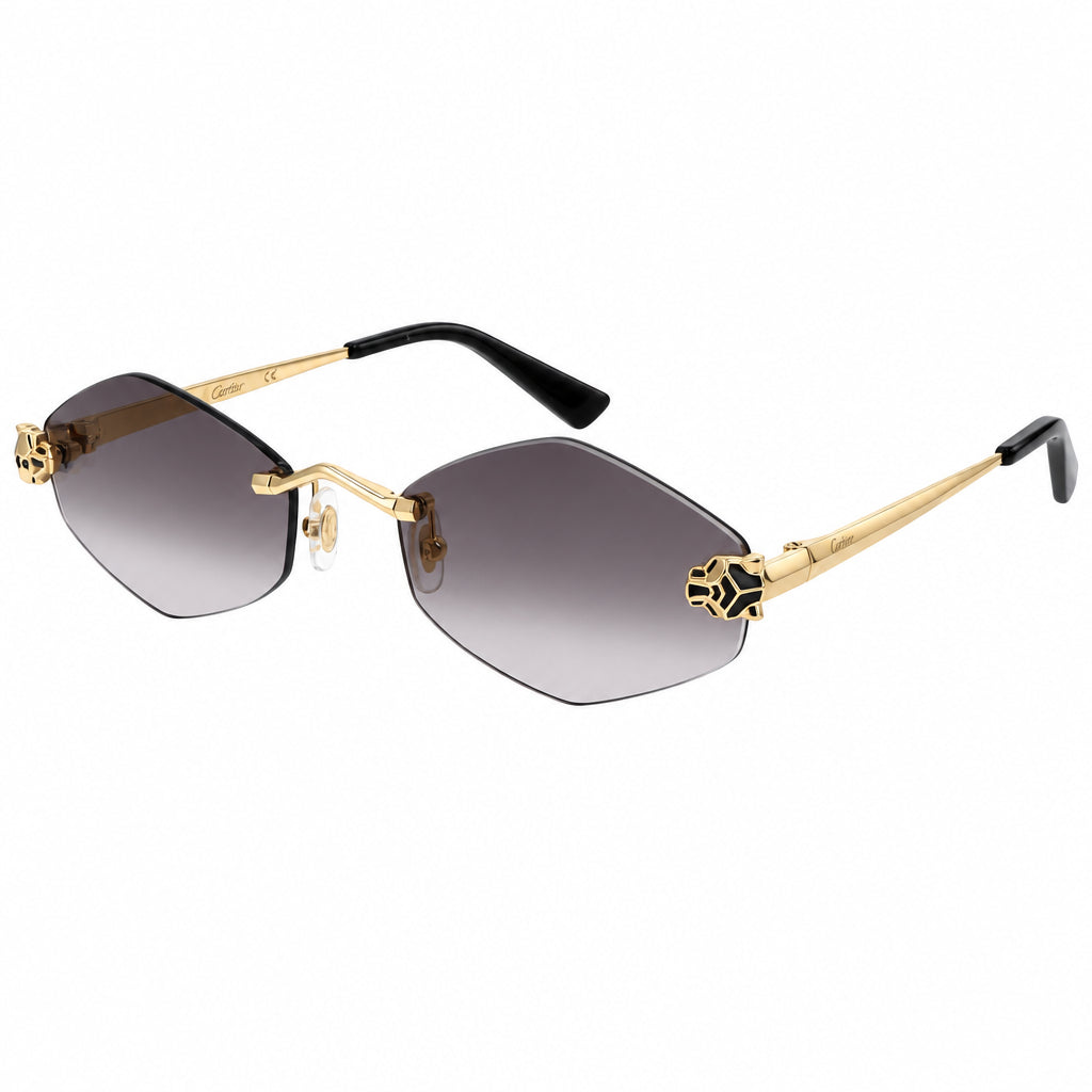Cartier Panthère de Unisex Rimless Hexagonal Grey Sunglasses