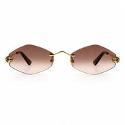 Cartier Panthère de Unisex Rimless Hexagonal Brown Sunglasses