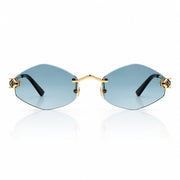 Panthère de Cartier Unisex Rimless Hexagonal Blue Sunglasses