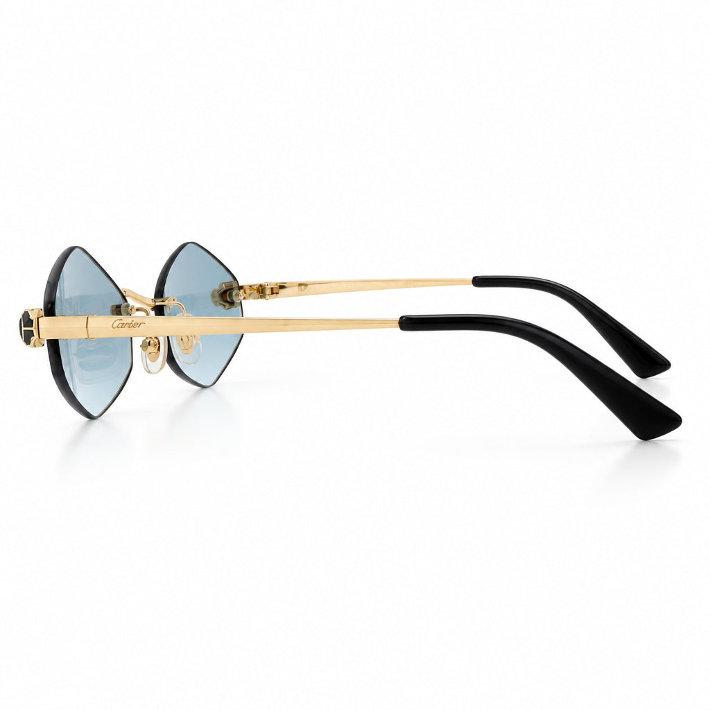 Cartier Panthère de Unisex Rimless Hexagonal Blue Sunglasses