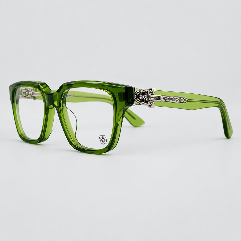 Chrome Hearts Vagillionaire II Square-Frame Dark Olive Green Glasses