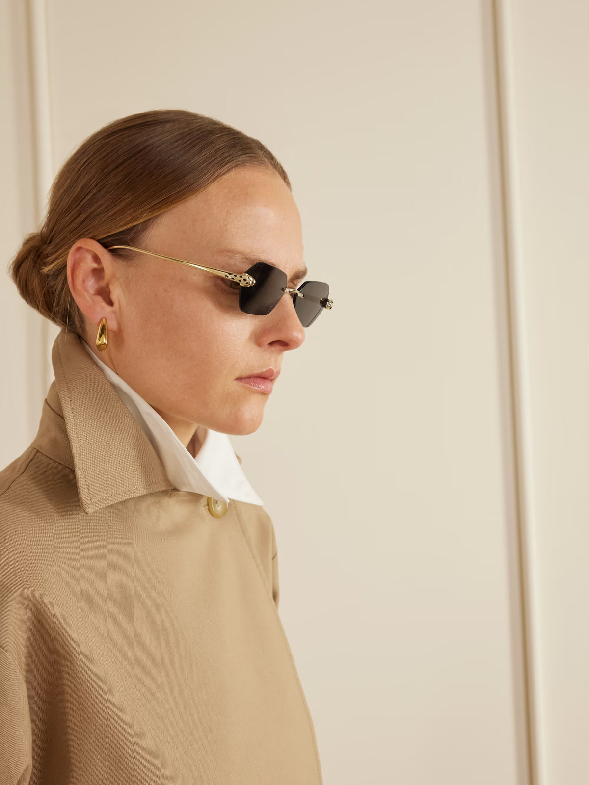 Cartier Panthère de C Women Rimless Hexagon-Frame Grey Sunglasses