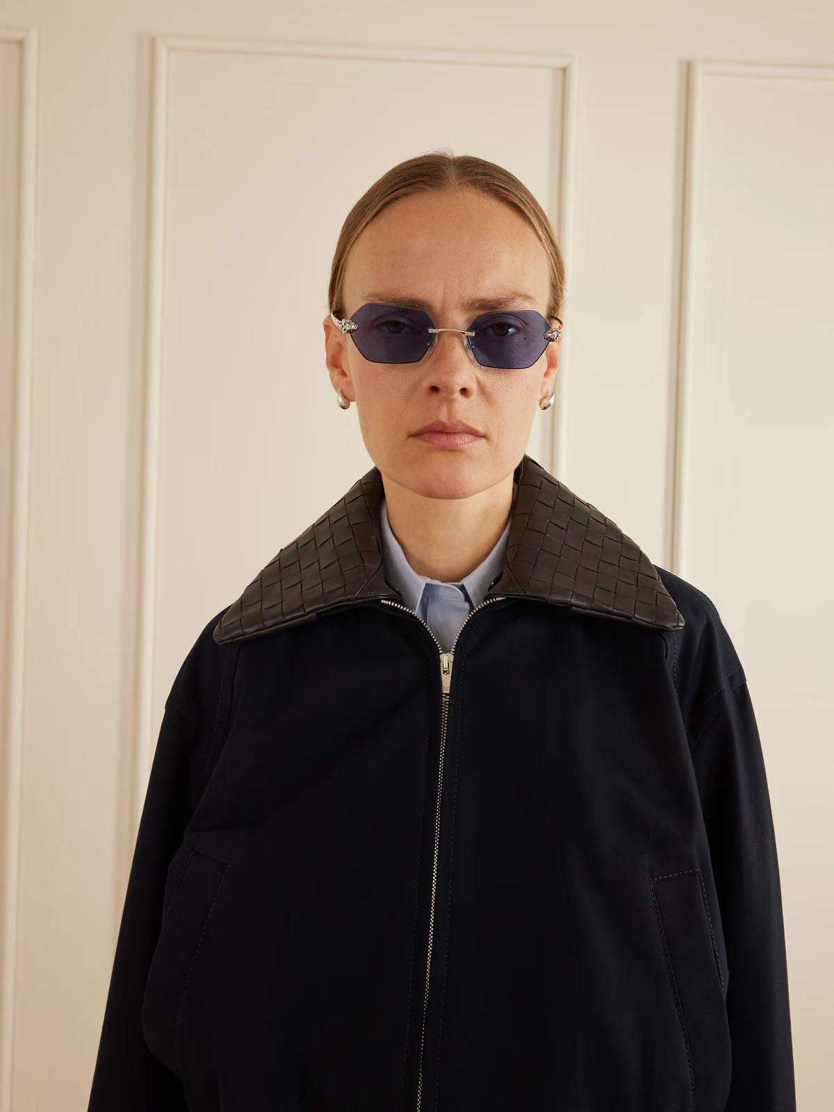 Cartier Panthère de C Women Rimless Hexagon-Frame Blue Sunglasses