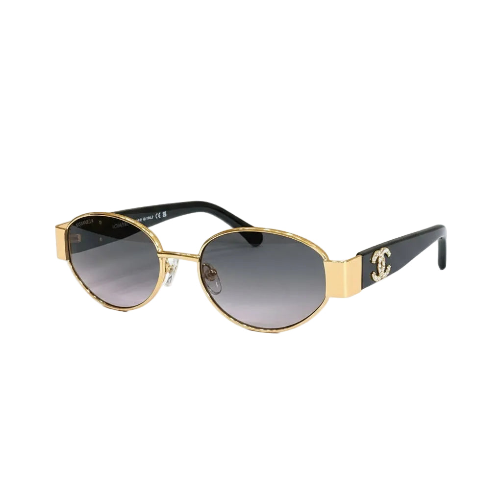 Chanel Women Oval Frame Dark Grey Sunglasses